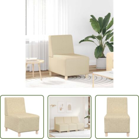 vidaXL Sofá de tela -  Sofá modular sin brazos color crema 55 cm Tela