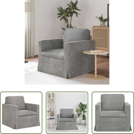 vidaXL Sofá de terciopelo -  Sofá Gris Claro 78 x 78 x 80 cm Terciopelo