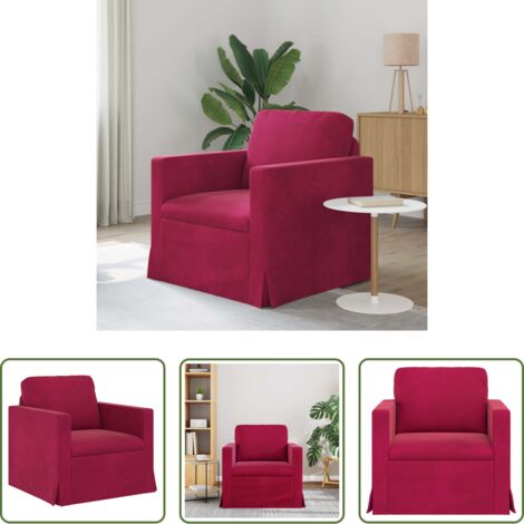 vidaXL Sofá de terciopelo -  Sofá Rojo vino 78 x 78 x 80 cm Terciopelo