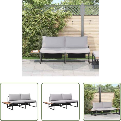 vidaXL Sofá de terraza -  Sofá de jardín con cojín Gris Claro 200,5 x 70 x 85,5 cm Acero