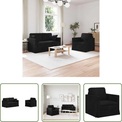 vidaXL Sofá ergonómico -  Juego de Sofá 2 pcs Negro 138 x 78 x 80 cm Terciopelo