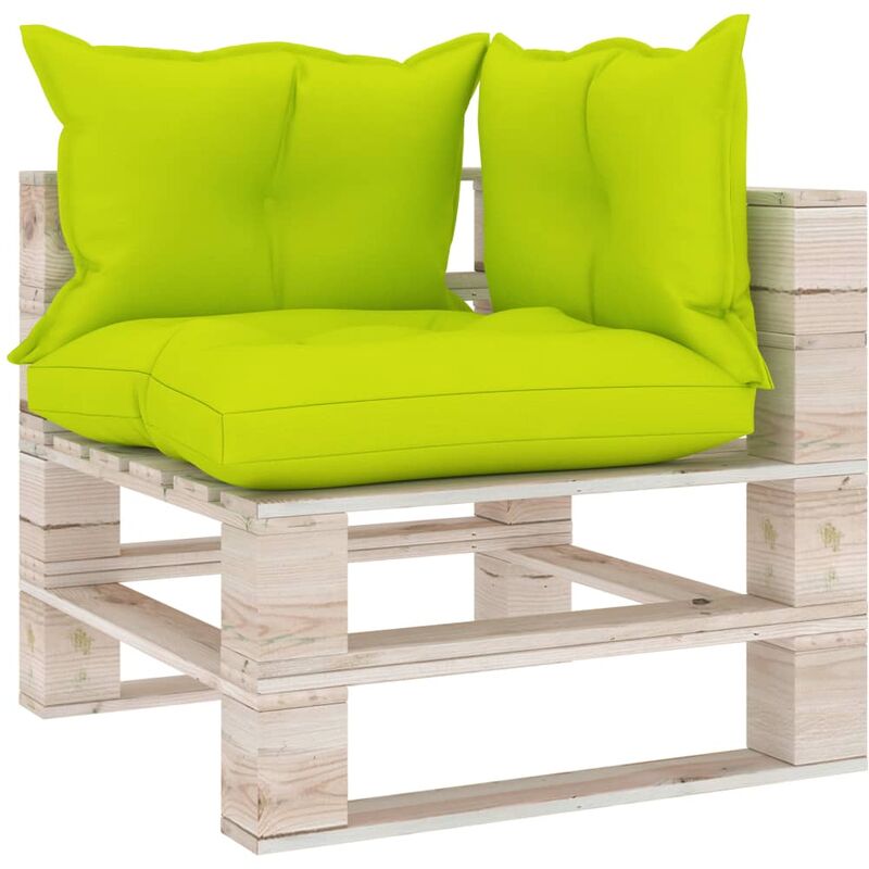 

vidaXL Sofá esquinero de palés para jardín con cojines madera de pino - Marrón