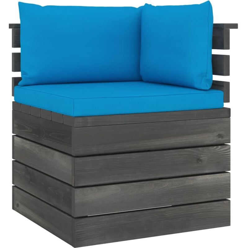 

vidaXL Sofá esquinero de palets de jardín con cojines madera de pino - Azul