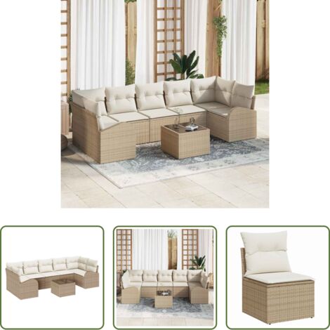 vidaXL Sofá exterior -  Conjunto de sofá de jardín Beige 55 x 55 x 37 cm