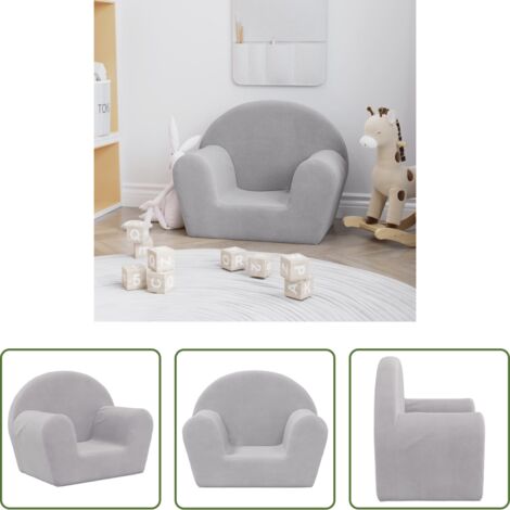 vidaXL Sofá felpa -  Sofá para niños felpa suave gris claro