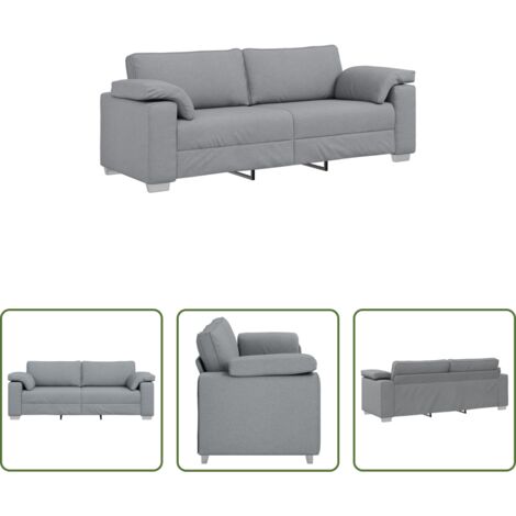 vidaXL Sofá gris claro -  Sofá Gris Claro 220 x 80 x 82 cm tela