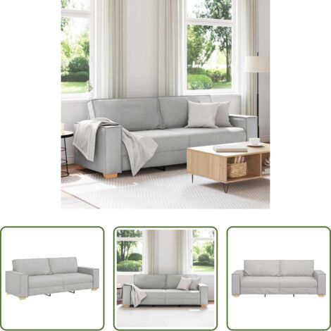 vidaXL Sofá gris nube -  Sofá de 3 plazas de tela gris nube, 220x78x84 cm