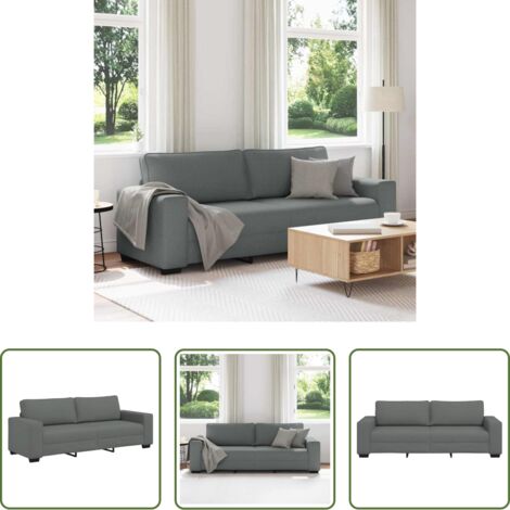 vidaXL Sofá gris oscuro -  Sofá de 3 plazas de tela gris oscuro 220x77x82 cm