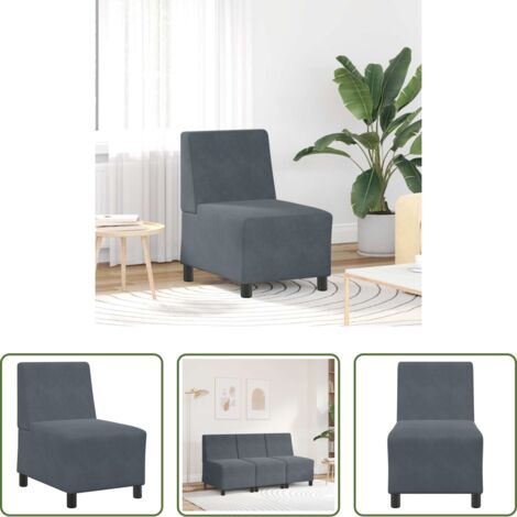 vidaXL Sofá gris oscuro - Sofá modular  sin brazos gris oscuro 55 cm terciopelo