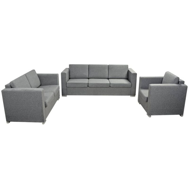 

Conjunto de sofás tela gris claro 3 unidades - Gris - Vidaxl