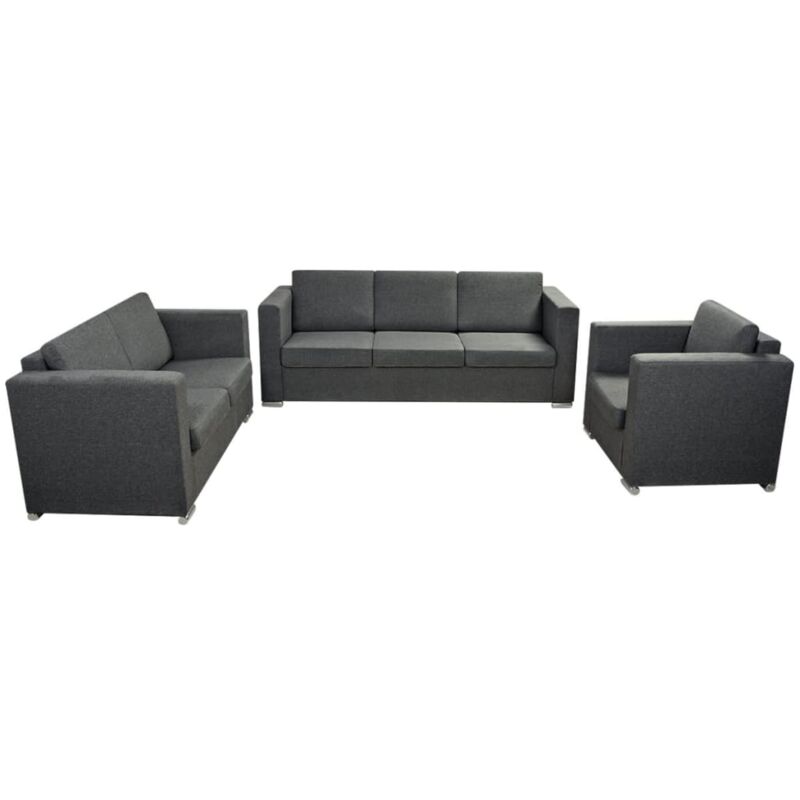 

Conjunto de sofás tela gris oscuro 3 unidades - Gris - Vidaxl