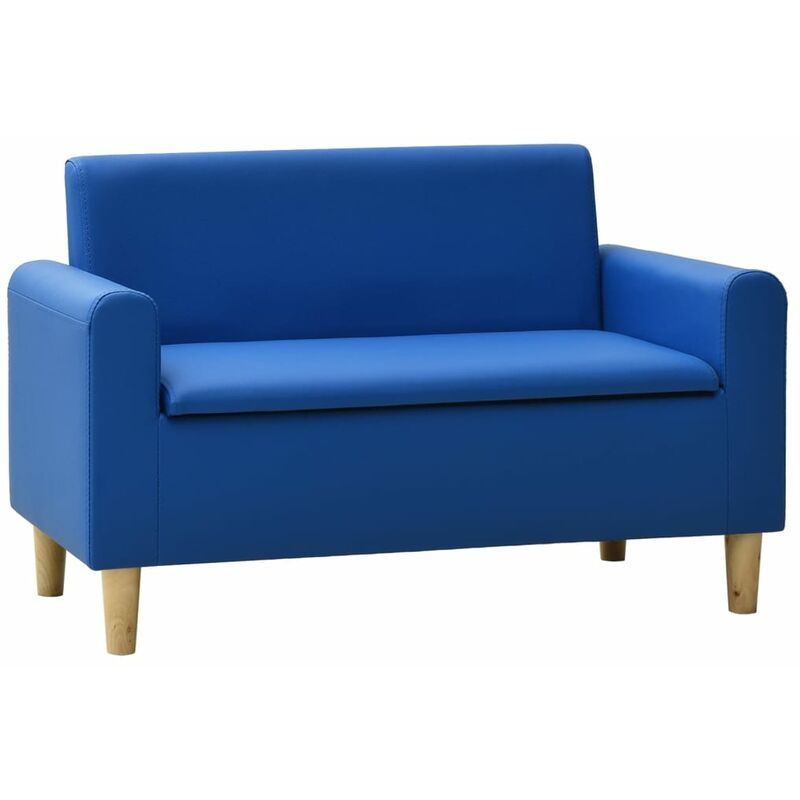 

Sofá infantil de 2 plazas de cuero sintético azul - Azul - Vidaxl