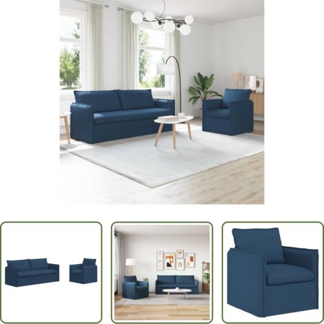 vidaXL Sofá interior -  Juego de Sofá 2 pcs Azul 196 x 82 x 85 cm tela