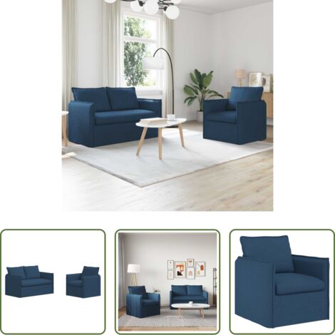 vidaXL Sofá interior -  Juego de Sofá 2 pcs Azul 196 x 82 x 85 cm tela