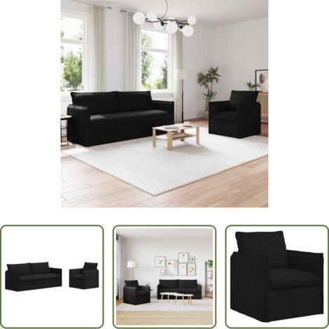 vidaXL Sofá interior -  Juego de Sofá 2 pcs Negro 196 x 82 x 85 cm tela