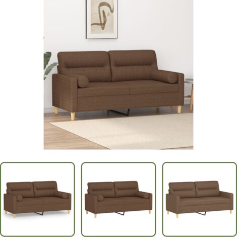 vidaXL Sofá marrón -  Sofá de 2 plazas con cojines tela marrón 140 cm