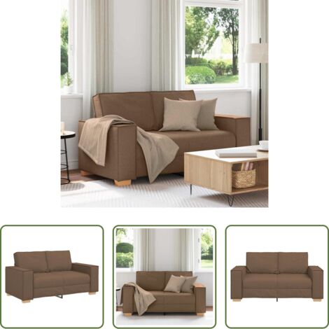 vidaXL Sofá marrón -  Sofá de 2 plazas de tela marrón, 160x78x84 cm