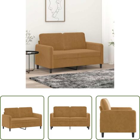 vidaXL Sofá marrón -  Sofá de 2 plazas terciopelo marrón 120 cm
