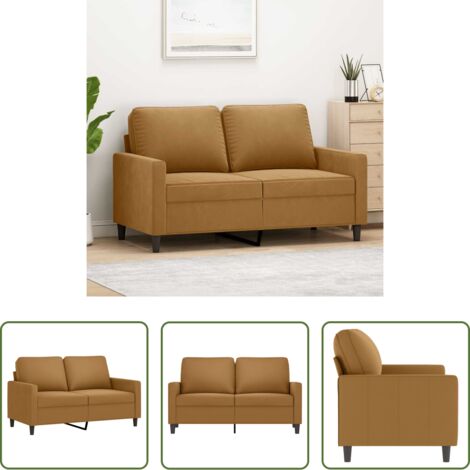 vidaXL Sofá marrón -  Sofá de 2 plazas terciopelo marrón 120 cm