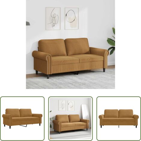 vidaXL Sofá marrón -  Sofá de 2 plazas terciopelo marrón 140 cm