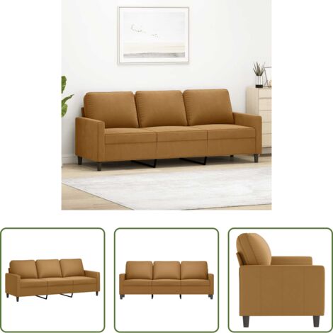 vidaXL Sofá marrón -  Sofá de 3 plazas terciopelo marrón 180 cm