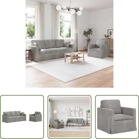 vidaXL Sofá moderno -  Juego de Sofá 2 pcs Gris Claro 198 x 78 x 80 cm Terciopelo