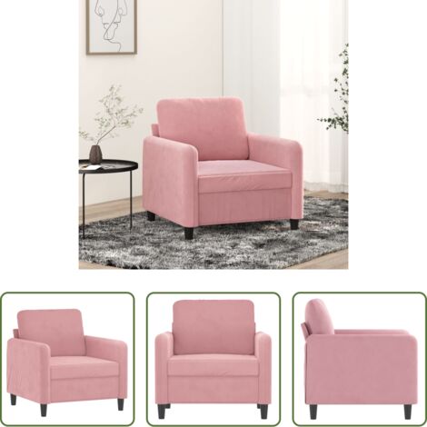 vidaXL Sofá moderno -  Sillón de terciopelo rosa 60 cm