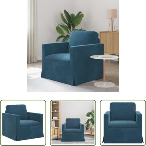 vidaXL Sofá moderno -  Sofá Azul 78 x 78 x 80 cm Terciopelo