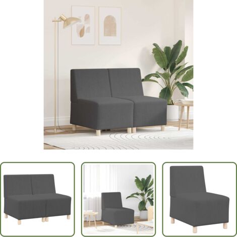 vidaXL Sofá moderno -  Unidad de Sofá Modular sin Brazos 2 pcs Gris oscuro