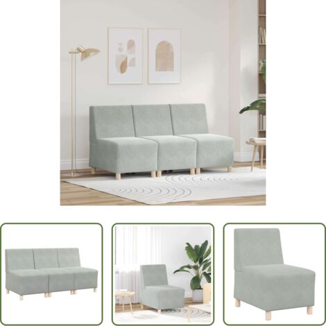 vidaXL Sofá moderno -  Unidad de Sofá Modular sin Brazos 3 pcs Gris Claro