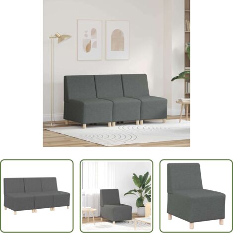 vidaXL Sofá moderno -  Unidad de Sofá Modular sin Brazos 3 pcs Gris oscuro