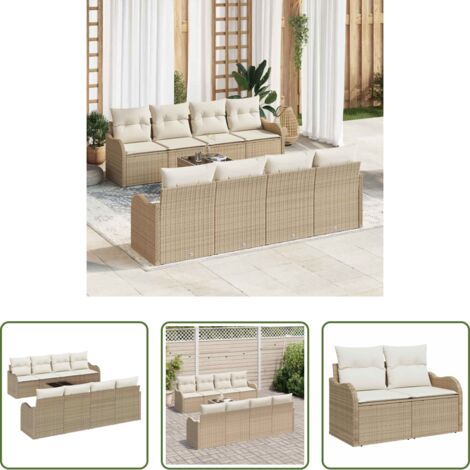 vidaXL Sofá modular -  Conjunto de sofá de jardín Beige 55 x 55 x 37 cm