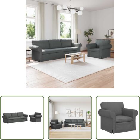 vidaXL Sofá modular -  Juego de Sofá 2 pcs Gris oscuro 245 x 82 x 80 cm tela