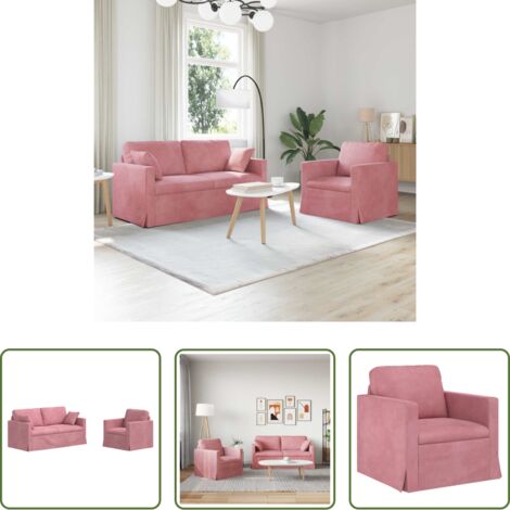 vidaXL Sofá modular -  Juego de Sofá 2 pcs Rosa 158 x 78 x 80 cm Terciopelo