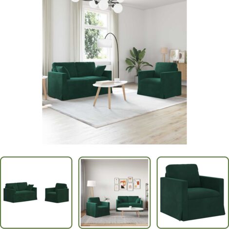vidaXL Sofá modular -  Juego de Sofá 2 pcs Verde oscuro 138 x 78 x 80 cm Terciopelo