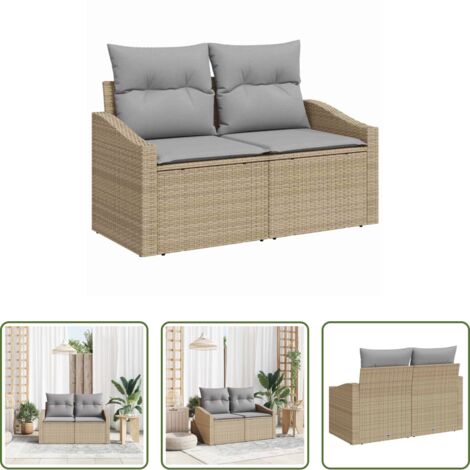vidaXL Sofá modular -  Sofá de jardín con cojín 123 x 62 x 69 cm ratán sintético