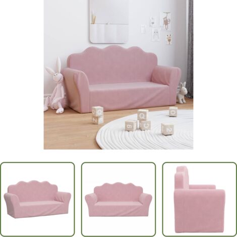 vidaXL Sofá para niños -  Sofá infantil de 2 plazas de felpa suave rosa
