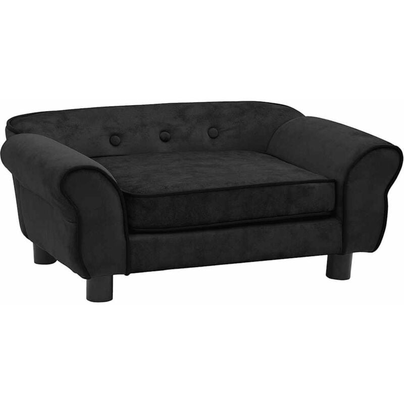 

vidaXL Sofá para perros felpa negro 72x45x30 cm - Negro
