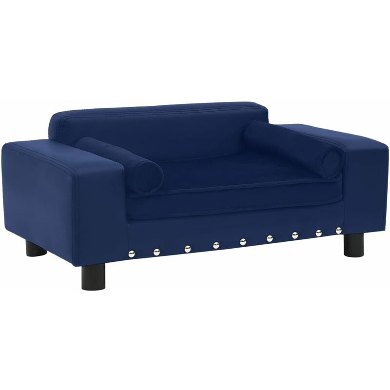 

vidaXL Sofá para perros felpa y cuero sintético azul 81x43x31 cm - Azul