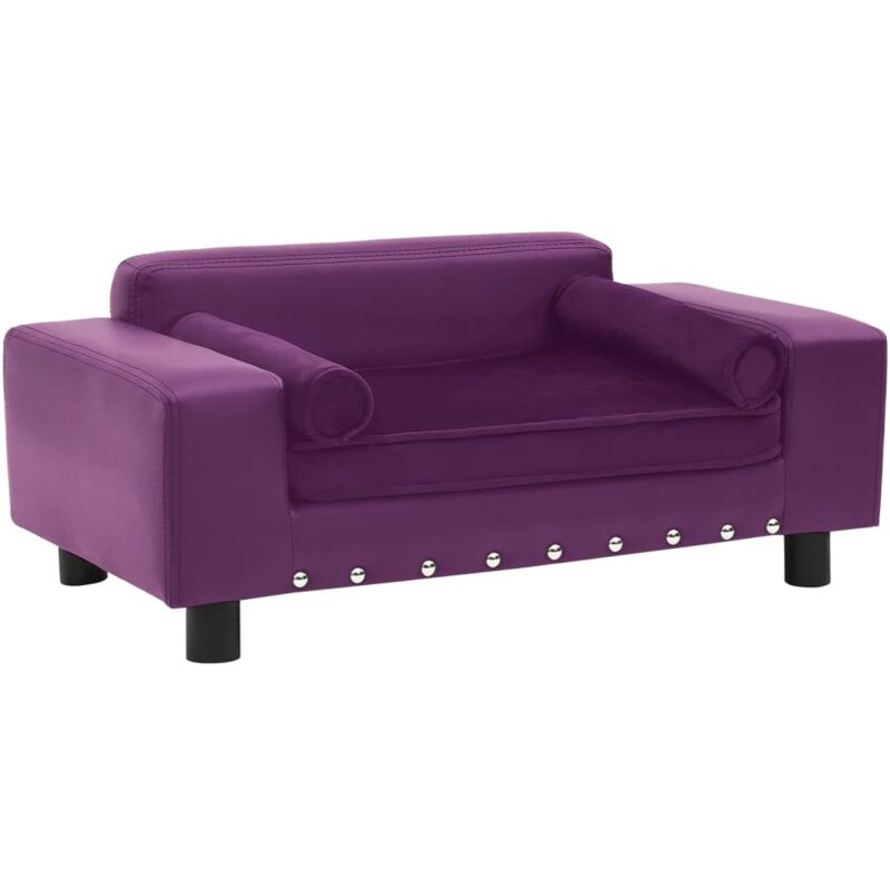 

vidaXL Sofá para perros felpa y cuero sintético burdeos 81x43x31 cm - Púrpura