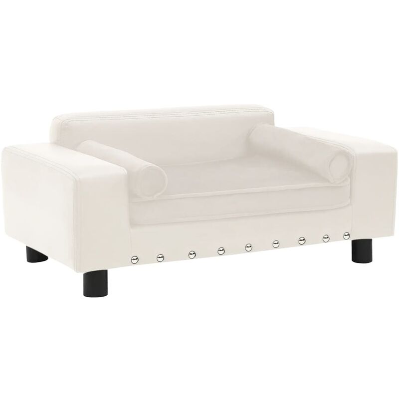 

vidaXL Sofá para perros felpa y cuero sintético color crema 81x43x31cm - Crema