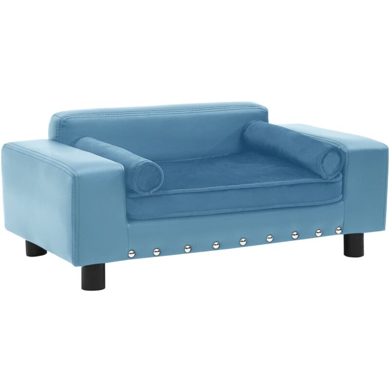 

vidaXL Sofá para perros felpa y cuero sintético turquesa 81x43x31 cm - Turquesa