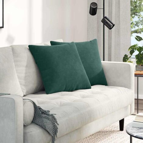 vidaXL  Sofa Pillows  2 pcs Dark Green 50 x 50 cm Corduroy Fabric