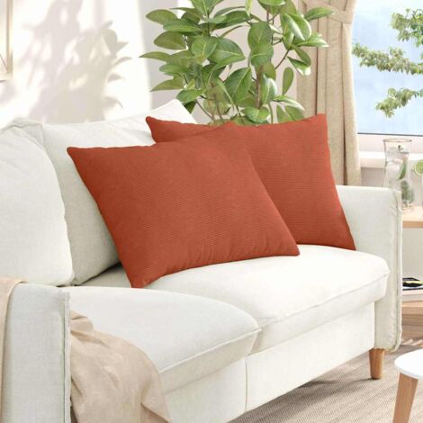 vidaXL  Sofa Pillows  2 pcs Red Orange 70 x 50 cm Corduroy Fabric