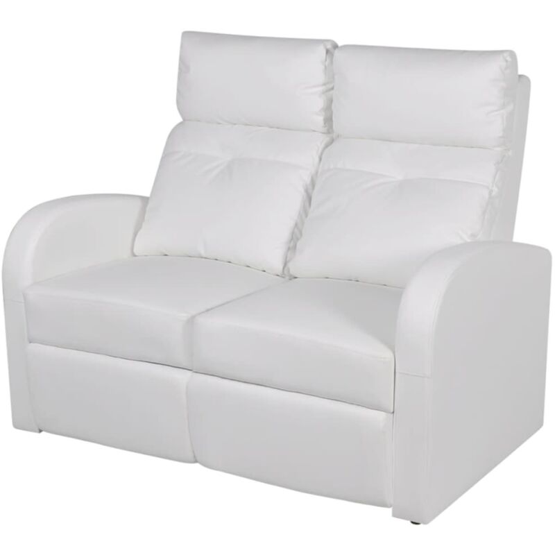 

Sofá Reclinable LED Cuero Sintético 2 Plazas Blanco - Blanco - Vidaxl