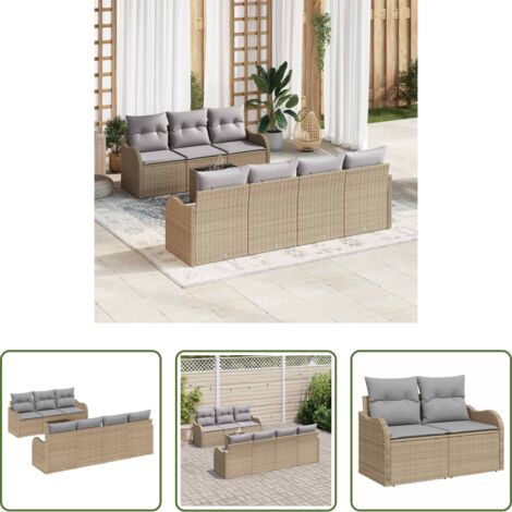 vidaXL Sofá rectangular -  Conjunto de sofá de jardín Beige 55 x 55 x 37 cm