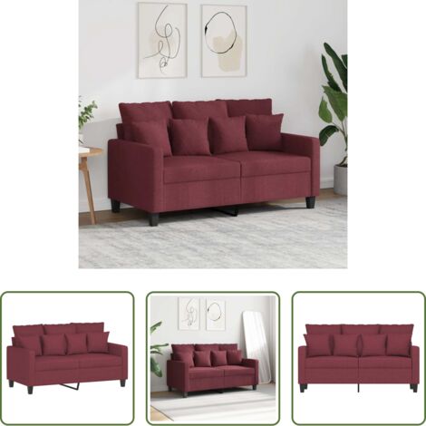 vidaXL Sofá rojo tinto -  Sofá de 2 plazas de tela rojo tinto 120 cm