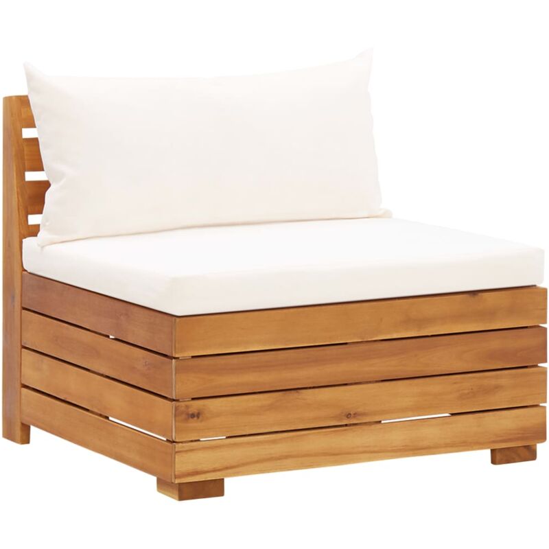 

vidaXL Sofá seccional central 1 pza con cojines madera maciza acacia - Marrón