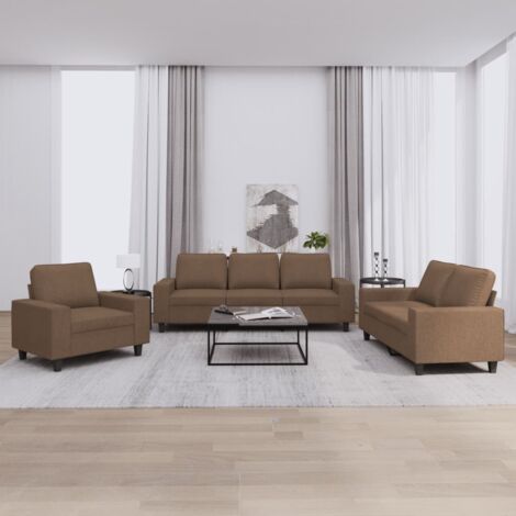 vidaXL Sofa-Set 3 Teile braun Stoff
