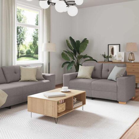 vidaXL Sofa Set with Cushion with Pillow Taupe Fabric